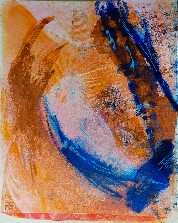 Birds an original gelli print