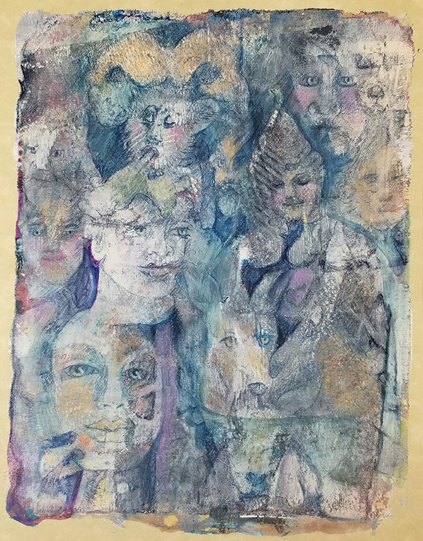 Blues of Blues - Gelli Painting